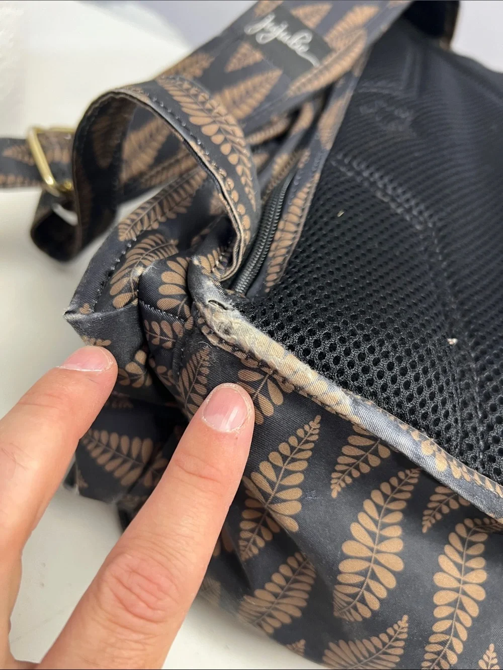 JuJuBe Patterned Diaper Backpack - Black & Gold Leaf Print
